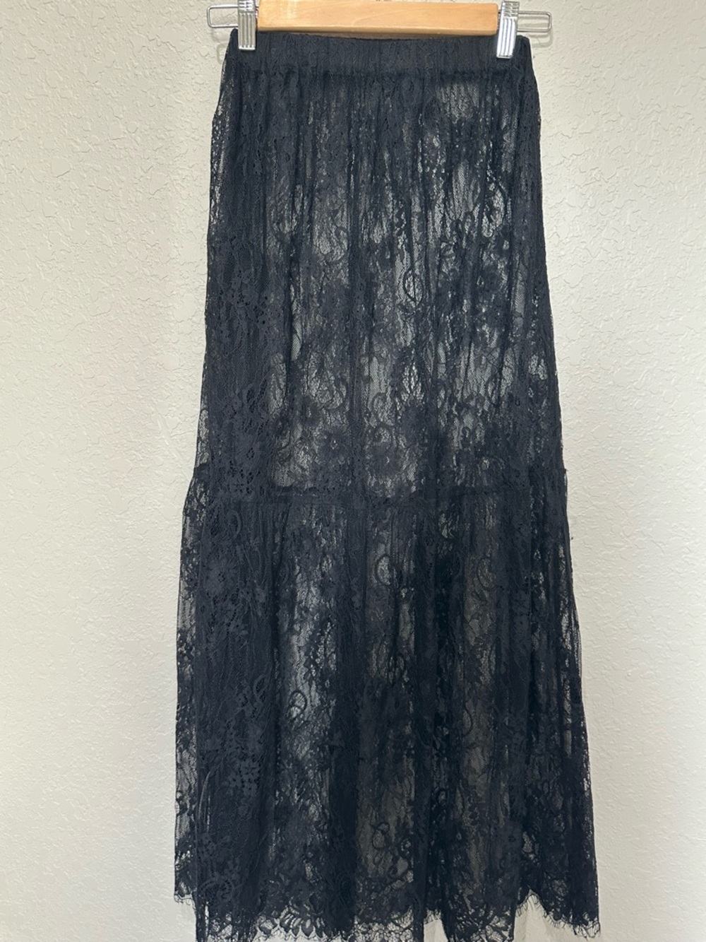 BlackMilk Gossamer Black Lace Sheer Maxi Skirt - Scalloped Hem - XS - Picture 6 of 6